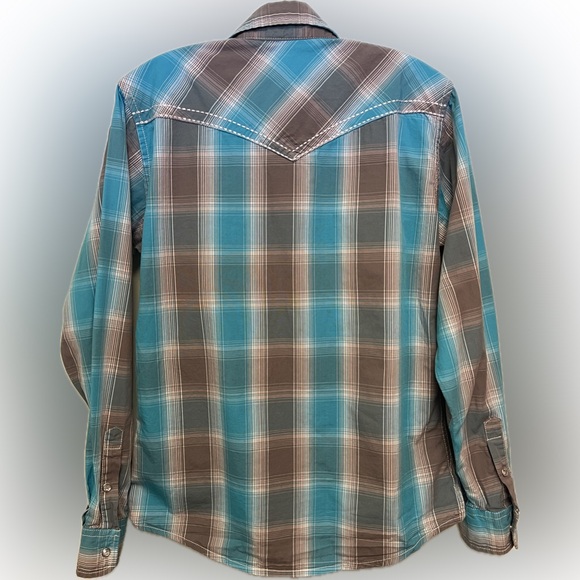 Cowgirl Hardware Plaid Snap Western Shirt Girl 10-12 - Picture 5 of 7